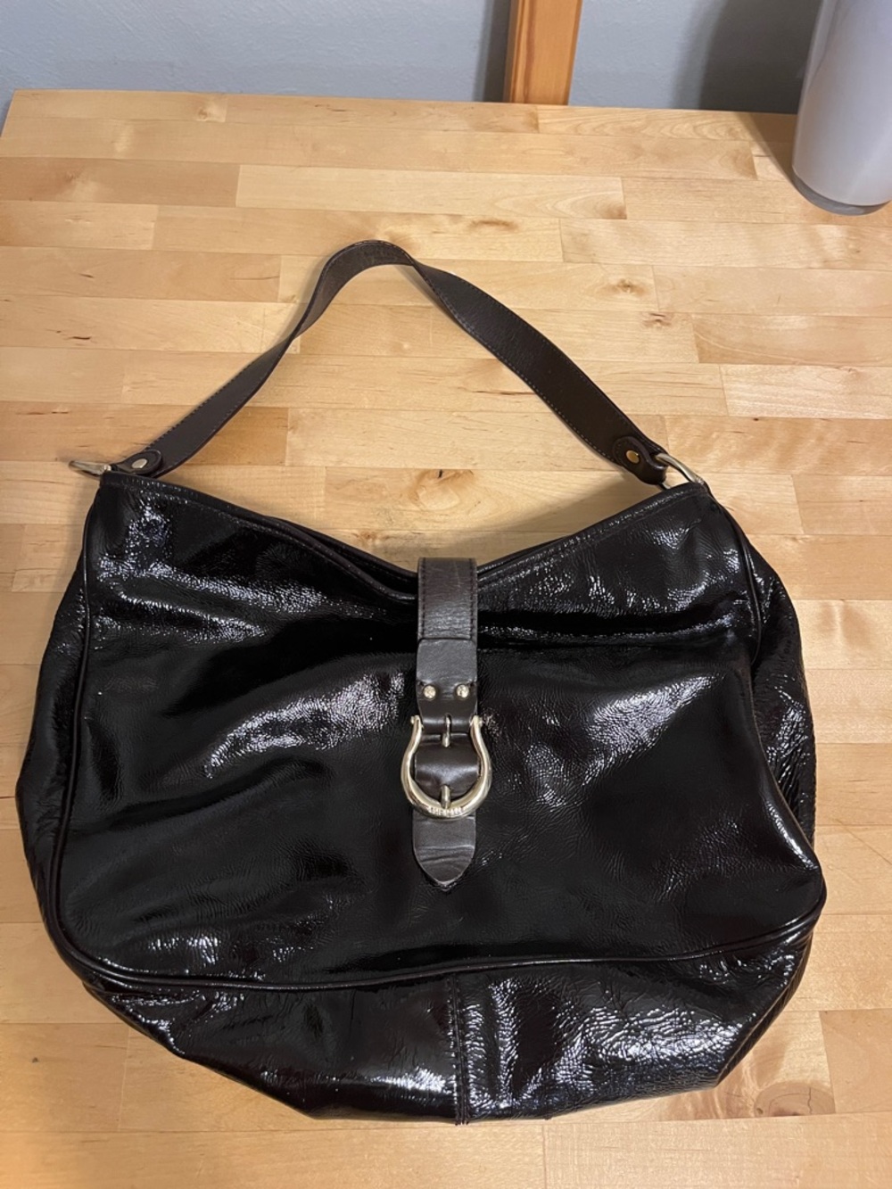 Kate Spade Patent Leather Shoulder Bag with Buckle Closure